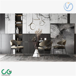 3d model of modern light luxury restaurant